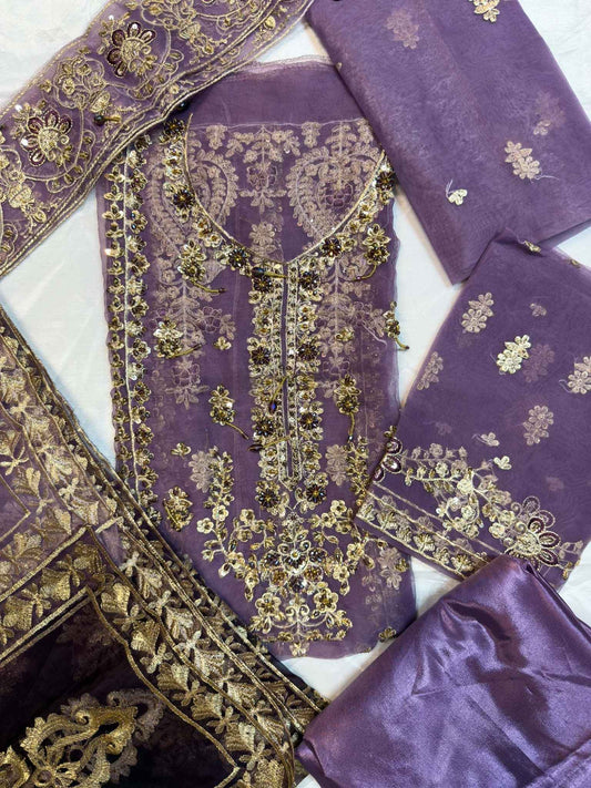 4PC Light Purple FANCY SUIT FULLY EMBROIDERED WORK