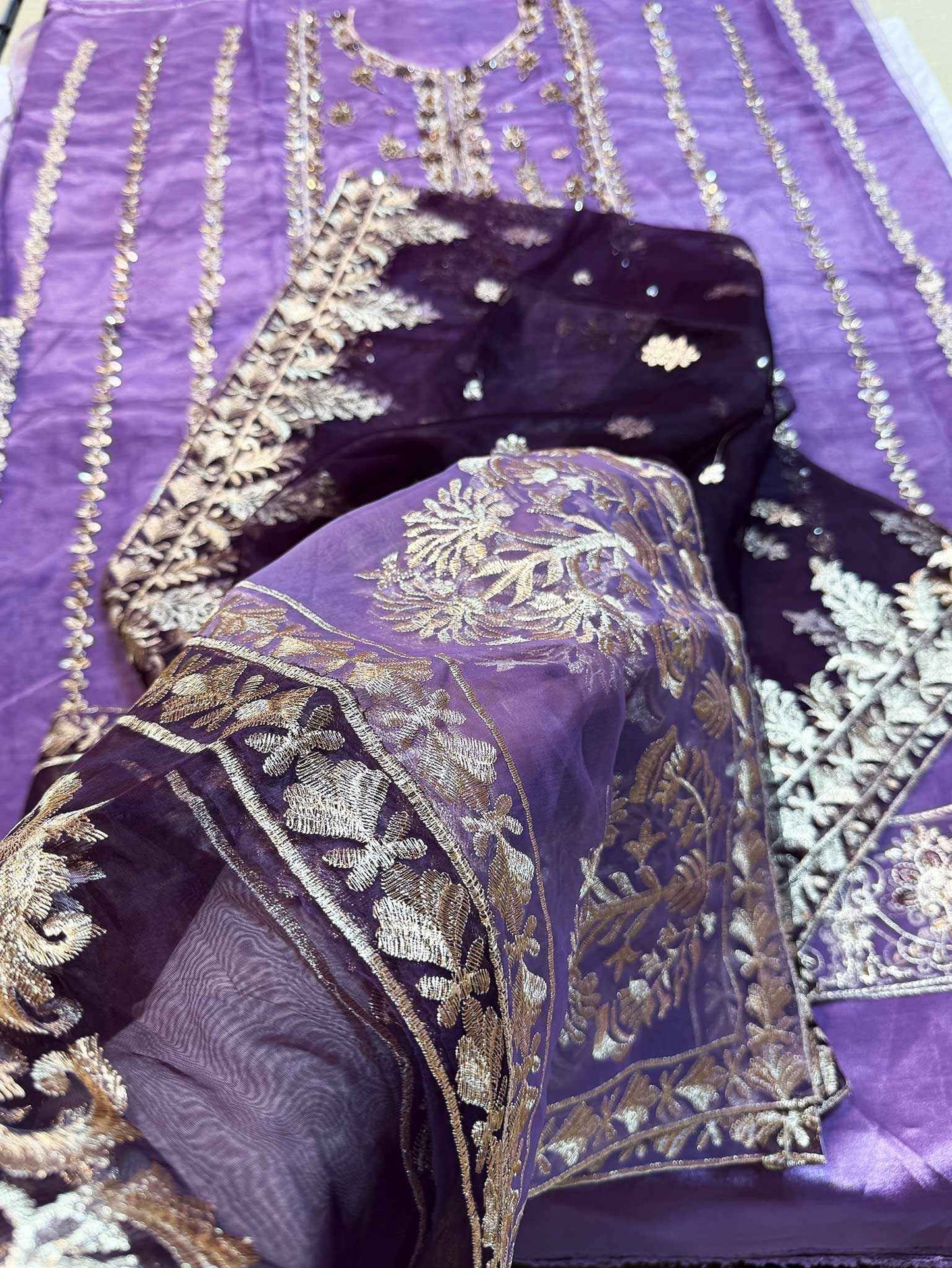4PC Light Purple FANCY SUIT FULLY EMBROIDERED WORK