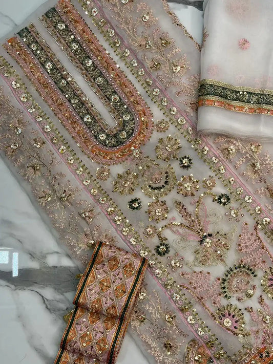 4PC WHITE BRANDED FANCY SUIT FULLY EMBROIDERED WORK