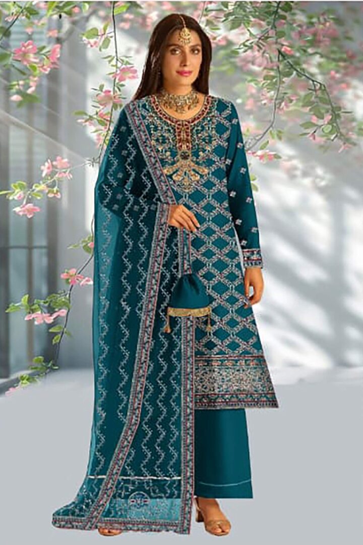 Fuchisa Royal Shafoon Handmade Crystal Suit NS-1168 - Image 2