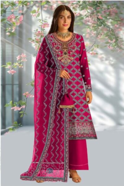 Fuchisa Royal Shafoon Handmade Crystal Suit NS-1168